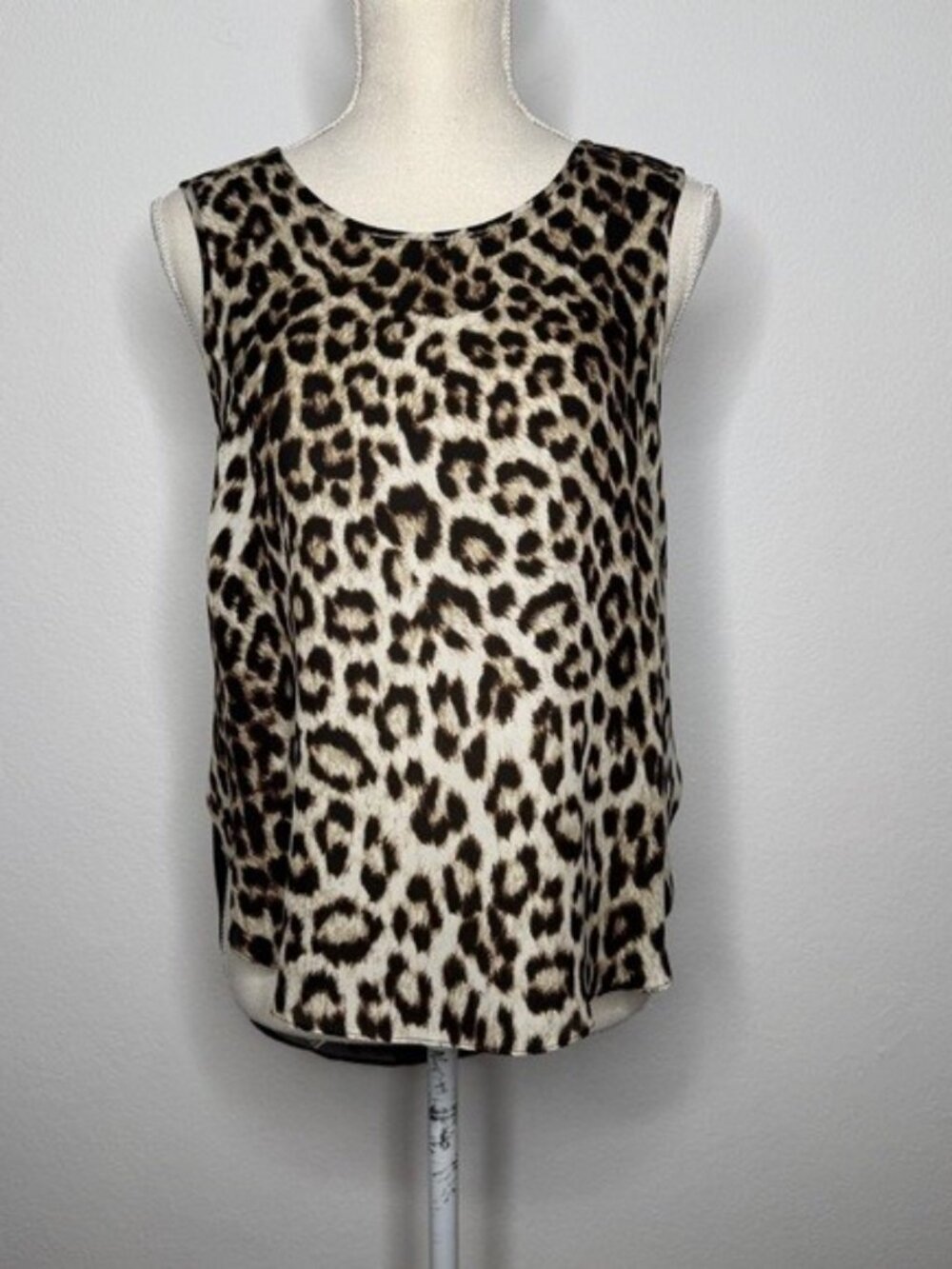 Rag & Bone Silk Leopard Sheer Back Tank Lightweight Tan Black Size M
